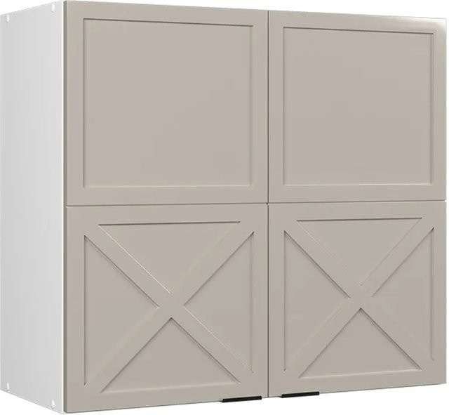Vicco Hängeschrank Fame-Line Küchenschrank mit Glastüren in Weiß, Grau und Beige, B: 80 cm, H: 72 cm, T: 34,1 cm - Bild 2