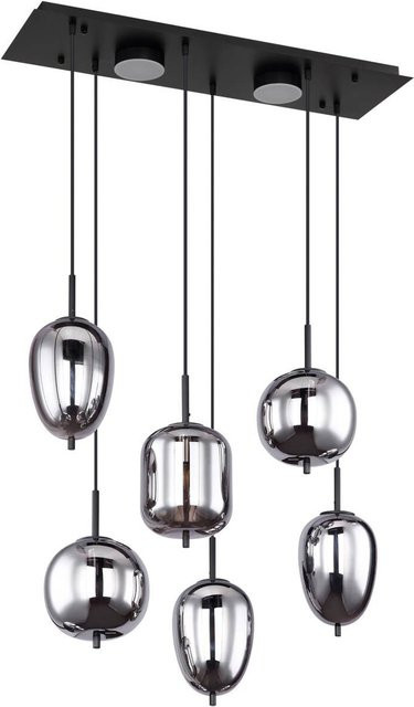 GLOBO Pendelleuchte in Mattschwarz aus Metall, Acryl und Glas mit 6 Brennstellen, B/T/H: 34 x 80 x 120 cm - Bild 1