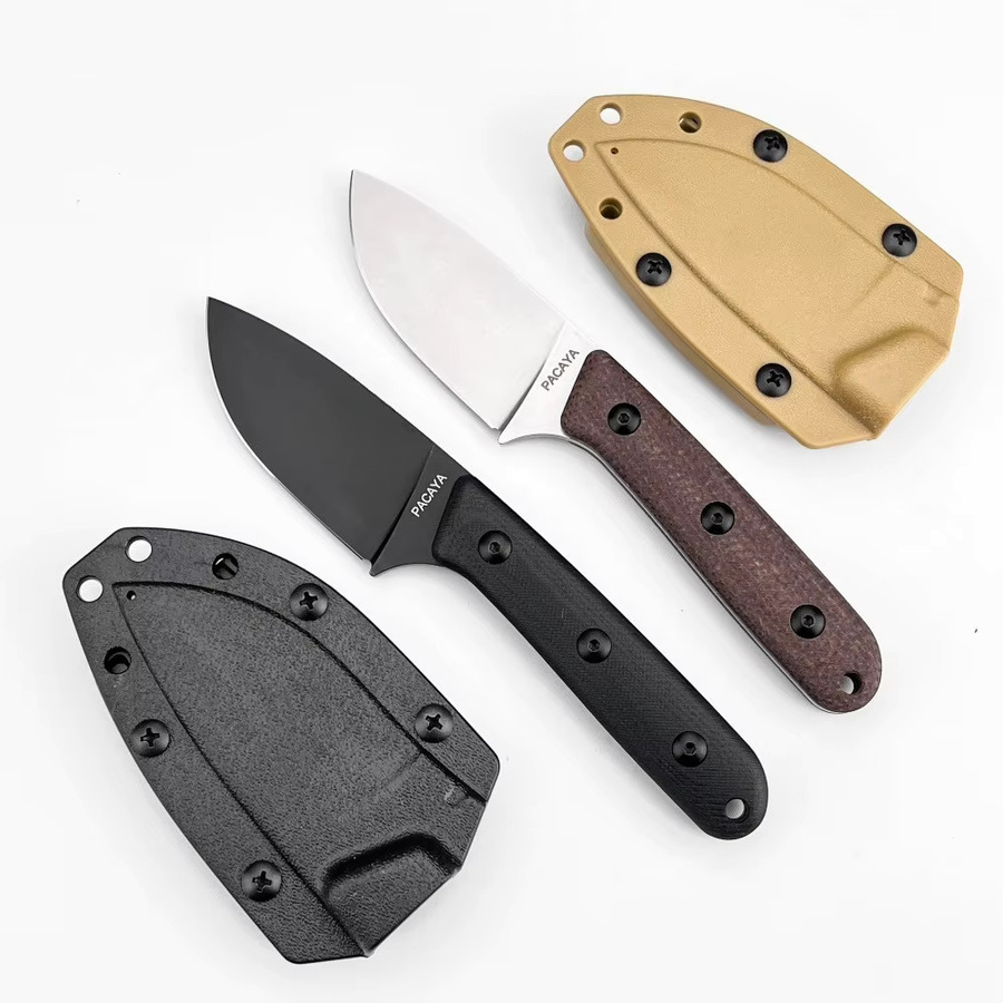 Pacaya D2 Stahl EDC-Messer Schwarz, feststehendes Outdoor-Messer für Camping, Angeln und Wandern - Bild 6