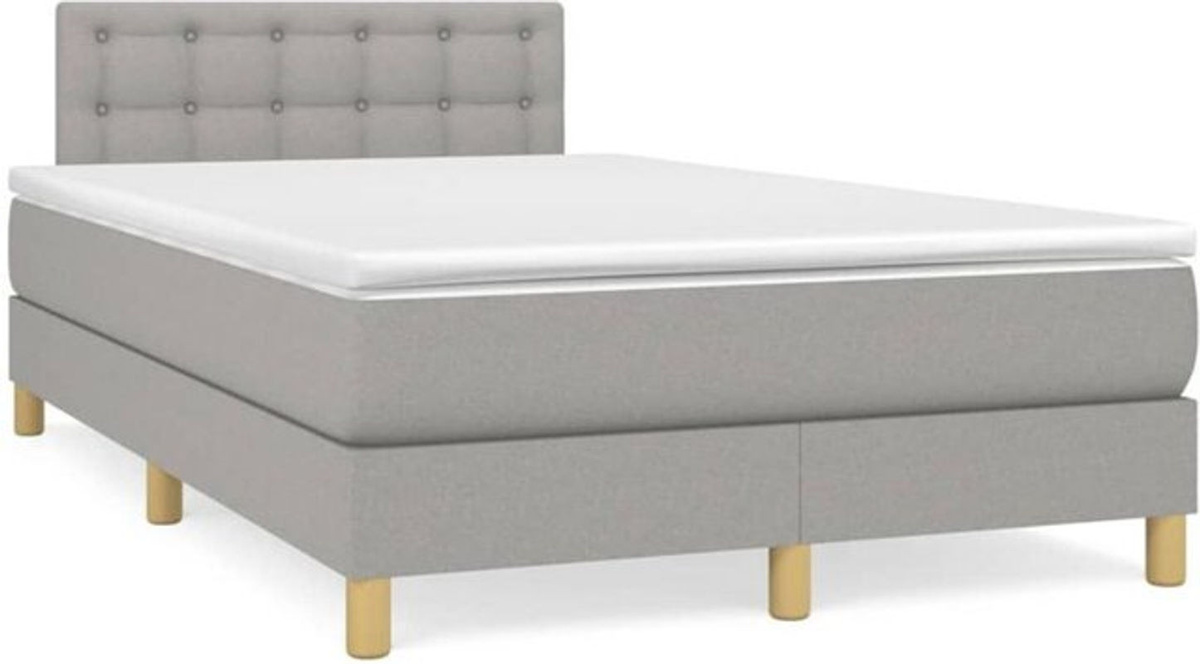 Vidaxl Boxspringbett mit Matratze in Grau und Weiß aus Stoff, B/T/H: 190 x 120 x 78 cm - Bild 1