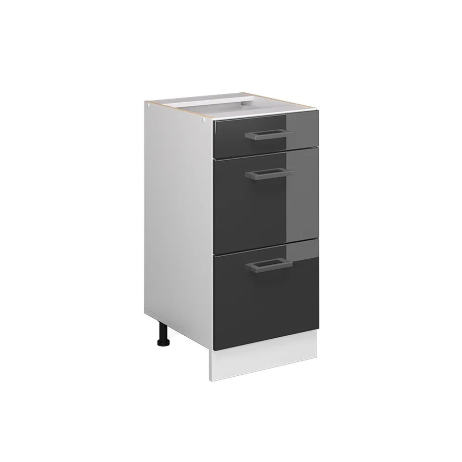 Vicco Küchenunterschrank R-Line mit Schubladen in Weiß und Anthrazit Hochglanz, Breite: 40 cm - Bild 2