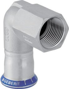Geberit Mapress Übergangswinkel Edelstahl Silber 22 mm x Rp 3/4 IG - Bild 1