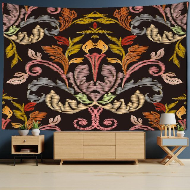 Mandala Wandteppich von Binchi Outdoor Equipment im Boho-Stil mit floralem Muster, Mehrfarbig, B: 95 cm, H: 70 cm - Bild 1