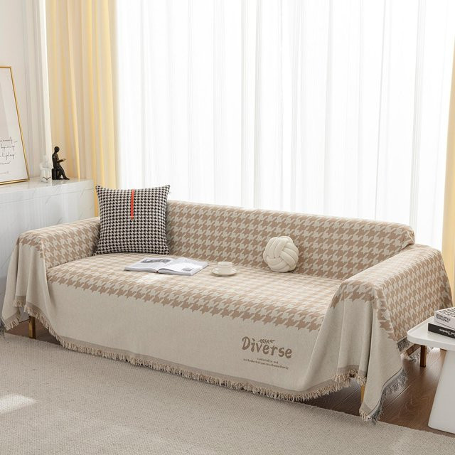 Super Six Sofatuch aus amerikanischem Chenille in Beige, multifunktionaler Staubschutz gegen Katzenkratzen, B/B: 180 x 130 cm - Bild 1