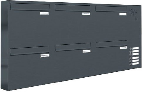 AL Briefkasten für 6 Parteien mit Zaundurchwurf, grau, B/H/T: 130,0 x 68,4 x 11,6 cm - Bild 1