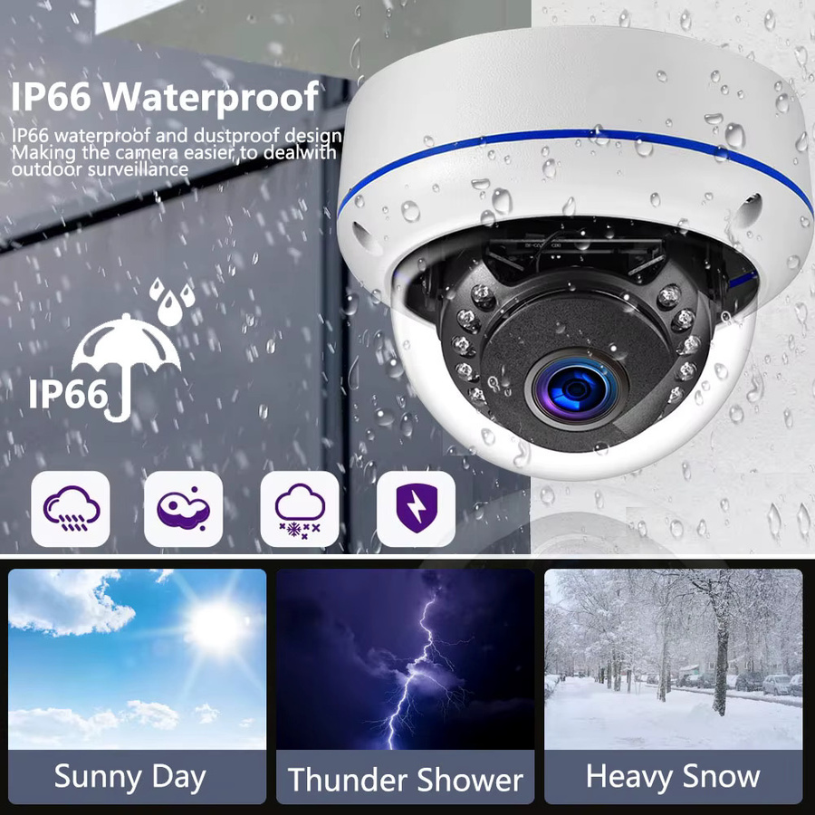 NINIVISION Tuya 6MP IP Dome Kamera mit PoE, Audio-Aufnahme und Menschenerkennung, vandalensicher IP66 Outdoor Überwachungskamera, Farbe: Weiß - Bild 2