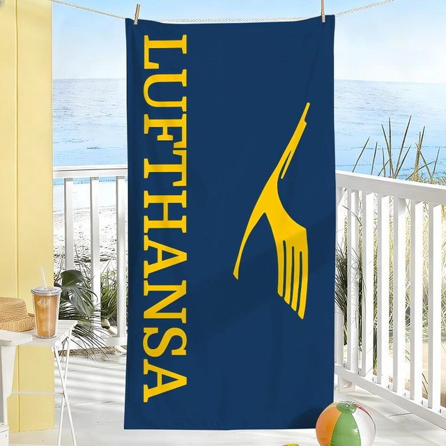 Lufthansa Handtuch aus Mikrofaser, schnelltrocknend, Weiß-Blau, B: 80 cm, H: 160 cm - Bild 1