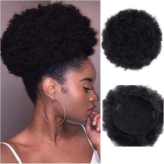 Synthetischer Afro Puff Pferdeschwanz, kurze lockige Haarverlängerung, Damen - Bild 1
