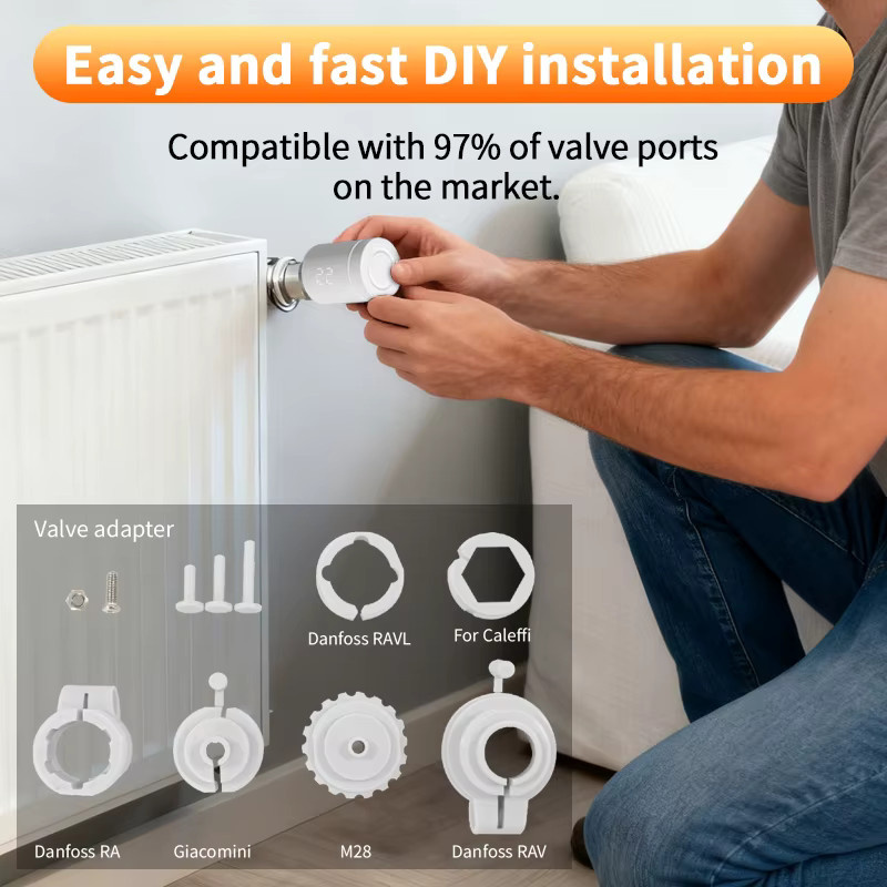 Tuya Zigbee Thermostatventil Smart Heizkörperkopf mit Temperaturregler in Weiß für Google Alexa und Smart Home Integration - Bild 5