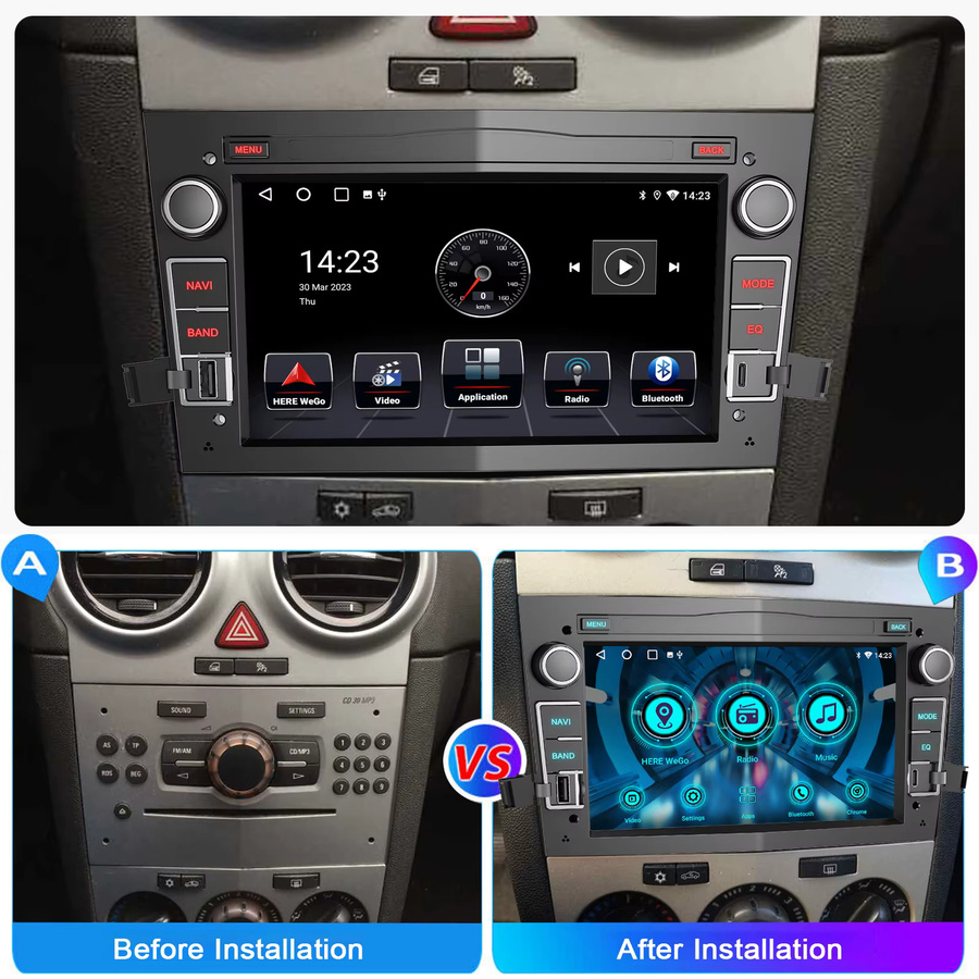 ESSGOO Autoradio Multimedia mit Wireless CarPlay für Opel Astra H J2004 Vectra Vauxhall Antara Zafira Corsa C D Vivaro Meriva in Schwarz - Bild 2