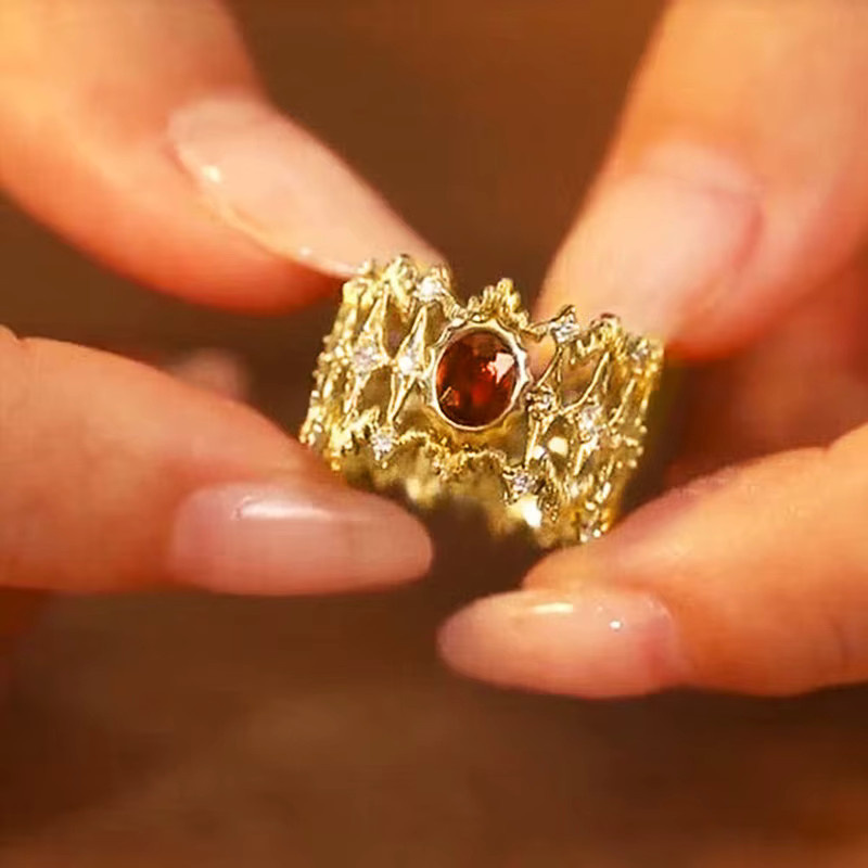 Huitan Ring, Gold, rote Zirkonia, Damen - Bild 2