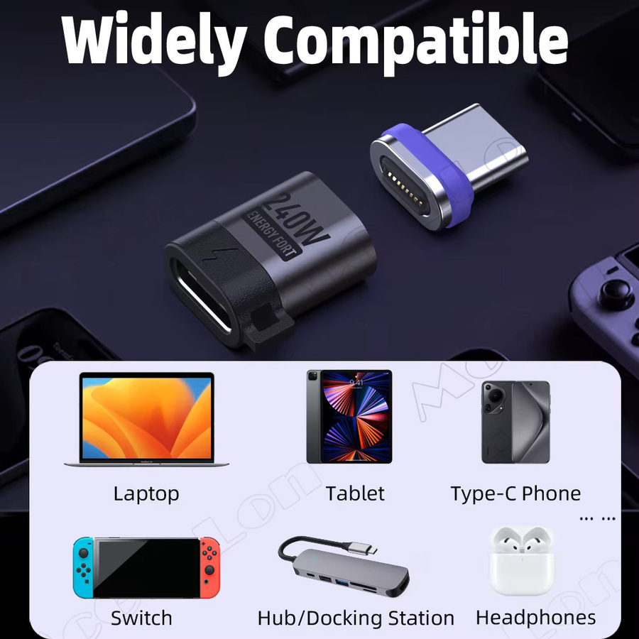 MCGILLON USB-C Magnetischer Adapter USB 3.1 Typ C mit 240 W PD Schnellladung und 480 Mbit/s Datenübertragung für iPhone, Samsung und OPPO - Bild 5