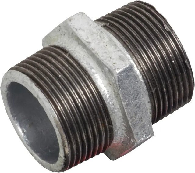 Doppelnippel LUX-TOOLS aus verzinktem Kunststoff in Silber, AG 41,9 mm (R 1 1/4) - Bild 1