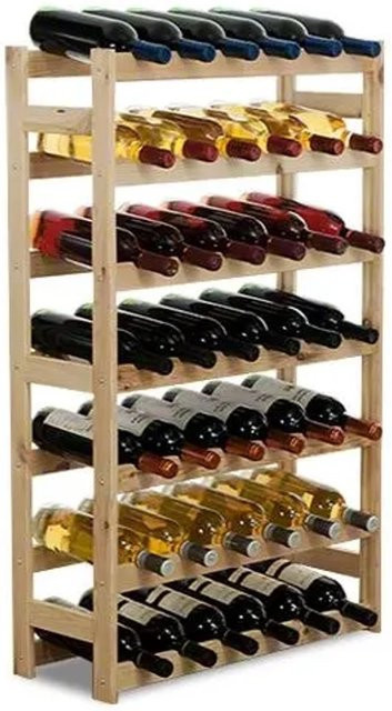 PROREGAL Pinotwine Weinregal aus massivem Kiefernholz, Natur unbehandelt, braun, H x B x T: 102 x 63 x 25 cm, Platz für 42 Flaschen - Bild 1