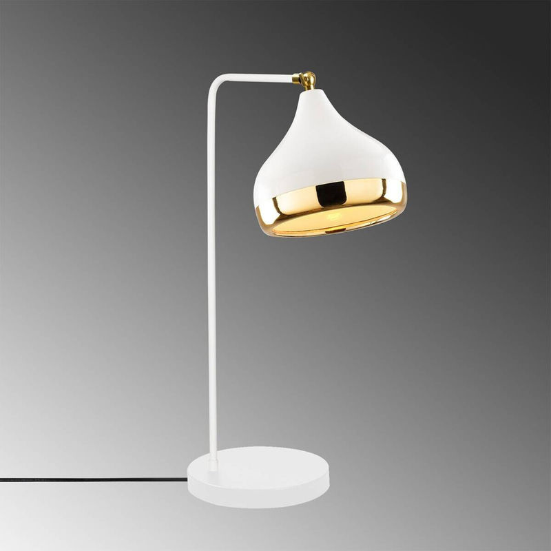 Opviq Tischleuchte in Weiß und Gold aus Metall mit E27 Fassung, B/H/T: 26 x 52 x 17 cm - Bild 2