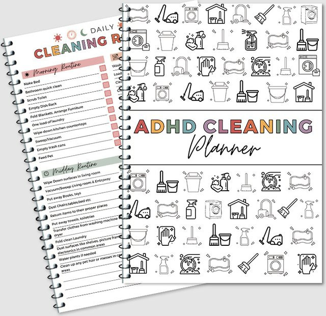 HUALIWEN ADHS Reinigungsplan Planbuch mit jährlicher Reinigungsliste, A4, multicolour, liniertes Papier - Bild 1