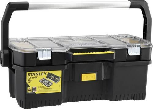 Stanley Werkzeugtrage mit Organizeraufsatz und Kleinteilmagazin in Schwarz aus Metall - Bild 1