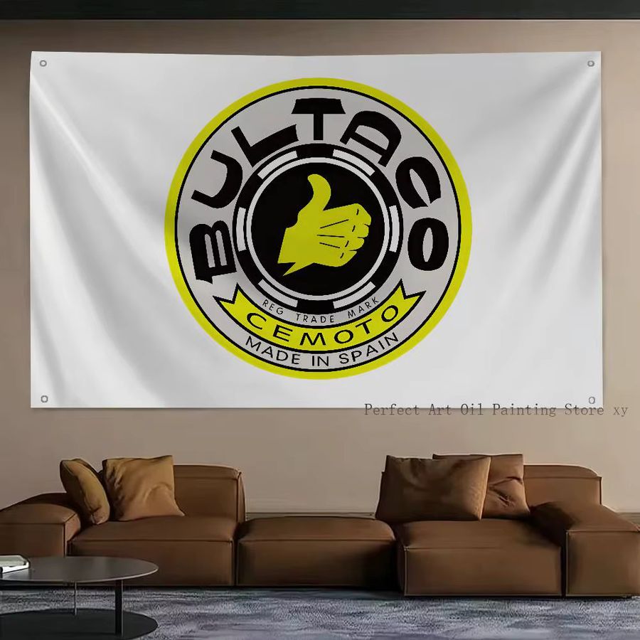 Bultacos Logo Motorräder Flagge aus Polyester mit vier Löchern für Outdoor und Dekoration - Bild 5