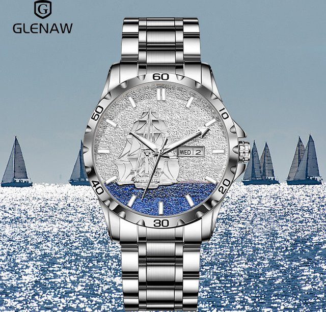GLENAW Armbanduhr Automatik, Edelstahl, Silber, Unisex - Bild 1