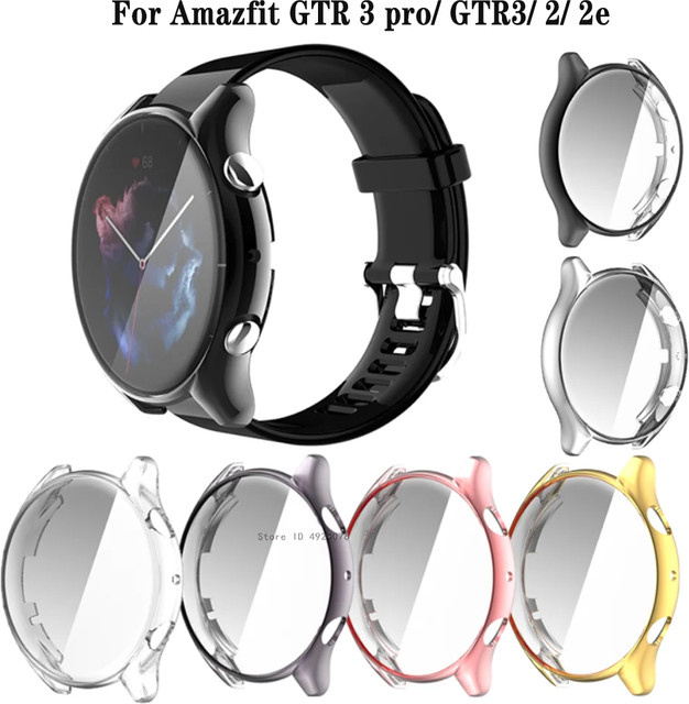Displayschutz und Silikon-Schutzhülle für Amazfit GTR 3 Pro, GTR 3, GTR 2 und GTR 2e, transparent, Marke AKBNSTED - Bild 1
