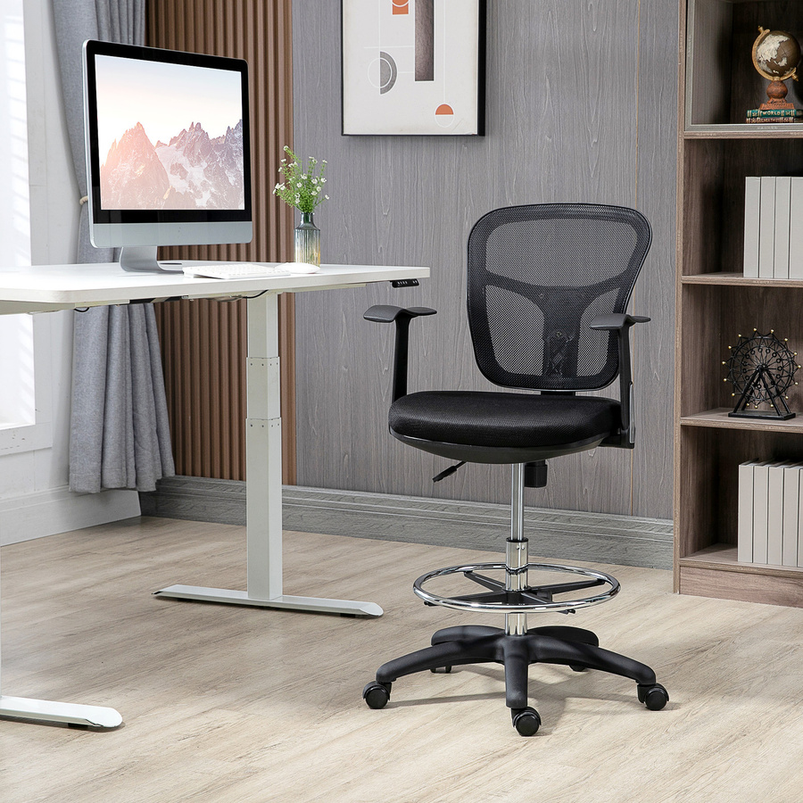 Vinsetto Ergonomischer Bürostuhl mit Armlehnen und Fußstütze in Schwarz für Büro und Homeoffice - Bild 2