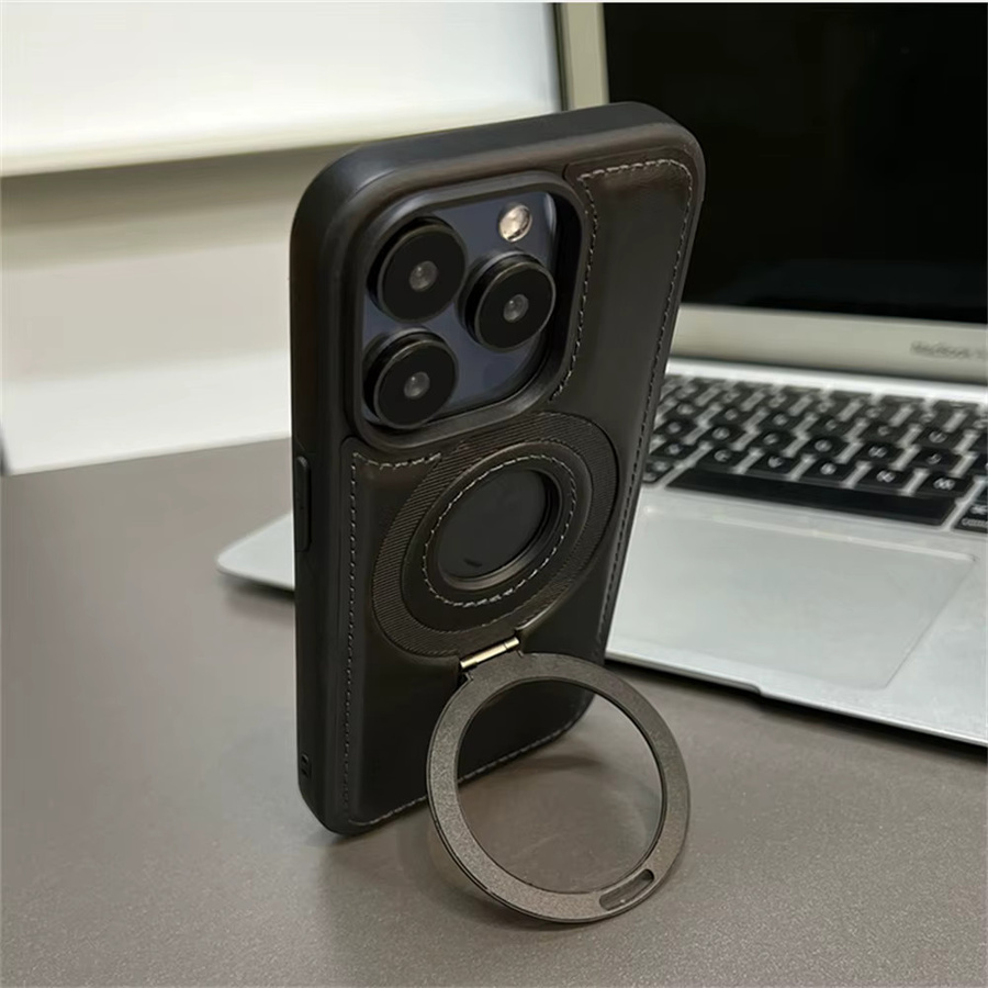 YX Magnetische PU-Leder Handyhülle mit Standring für iPhone kompatibel mit MagSafe, Farbe: Rot - Bild 2