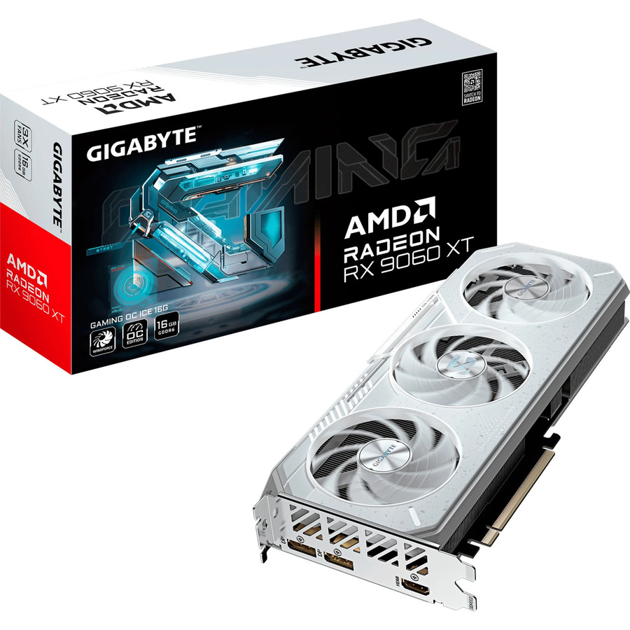 Gigabyte Radeon RX 9060 XT GAMING OC ICE Grafikkarte, 16GB, Weiß - Bild 1