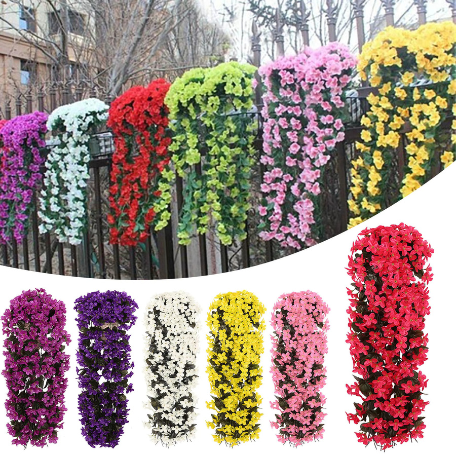 TTCY Künstliche Begonien-Pflanzen als violettes Blumen-Bouquet, hängende lange Ranke zur Wanddekoration für Garten, Haus und Hochzeit - Bild 3