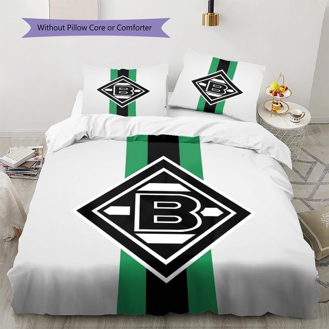 Borussia Mönchengladbach Bettwäsche Set mit Muster, 1 Bettbezug und 2 Kissenbezüge, Weiß, B/H: 260 x 240 cm - Bild 1