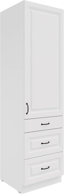 Küchen Hochschrank STILO Weiss mit 3 Schubkästen und einer Tür, Breite: 60 cm - Bild 1