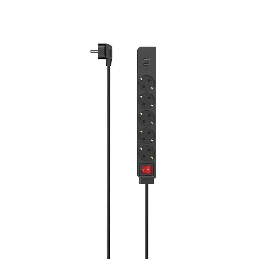 Hama 5-fach Steckdosenleiste mit USB-A 17W und Schalter in Schwarz - Bild 2
