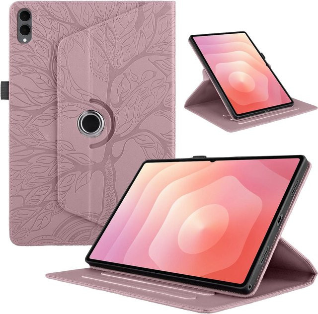 Samsung Galaxy Tab S11 Ultra Kunstleder Tasche mit 360 Grad Rotation in Pink - Bild 1
