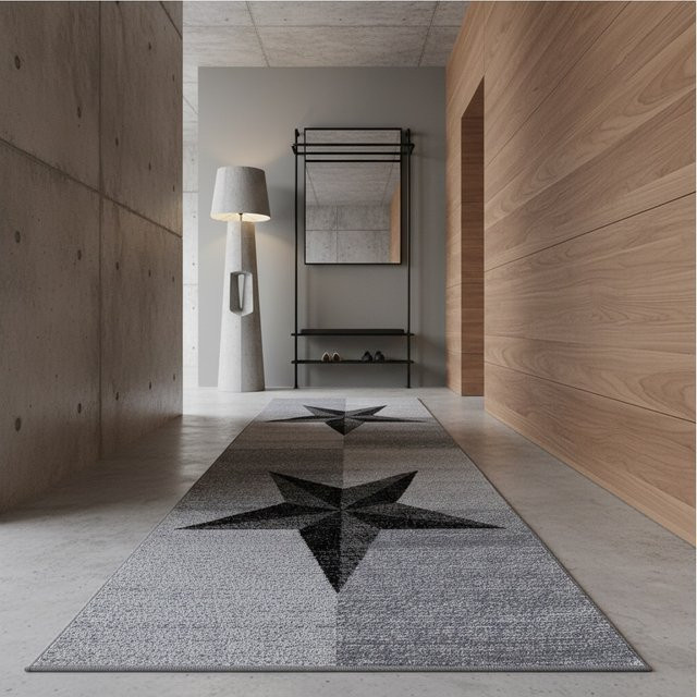 Kurzflorteppich Kadima Design INN mit Sternen-Motiv in Grau, B: 80 cm, L: 300 cm - Bild 1