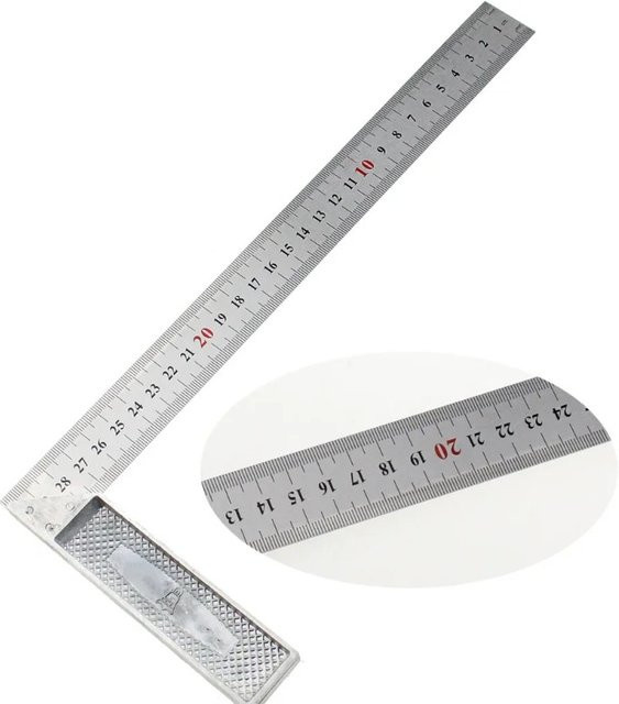 FTBTOC Quadratisches Lineal aus Aluminium mit Edelstahlskala in Silber, Breite: 30,0 cm - Bild 1
