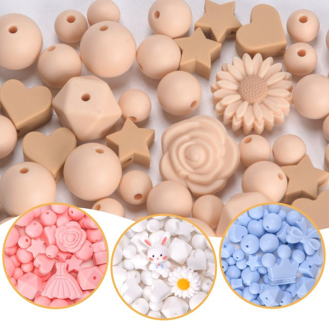 LOFCA Perlen-Set, Silikon, Blumenmuster, Unisex - Bild 1