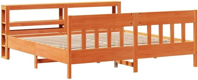 vidaXL Massivholzbett aus Kiefernholz in Braun, rustikales Bett ohne Matratze, B/T/H: 200 x 200 x 82 cm - Bild 1