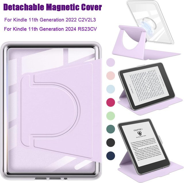 Greliana 360 Grad drehbare Schutzhülle für Kindle 11. Generation 2024/2022, abnehmbares magnetisches Smart Cover in Pink oder Purple - Bild 1