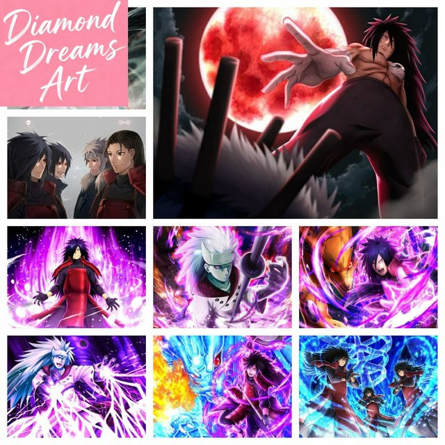 KAYOU Diamant-Mosaik Naruto Uchiha Madara Kunst-Stickerei als Rahmenlose Strass-Dekoration in Multicolour, B: 30,0 cm, H: 20,0 cm - Bild 1