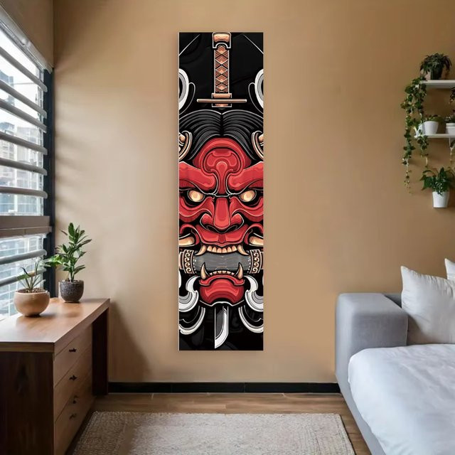 VIKAMA Japanischer Oni Hannya Schlangen Wandteppich Vintage Orientalische Kunst Wandbehang für deine Heimdekoration - Bild 1