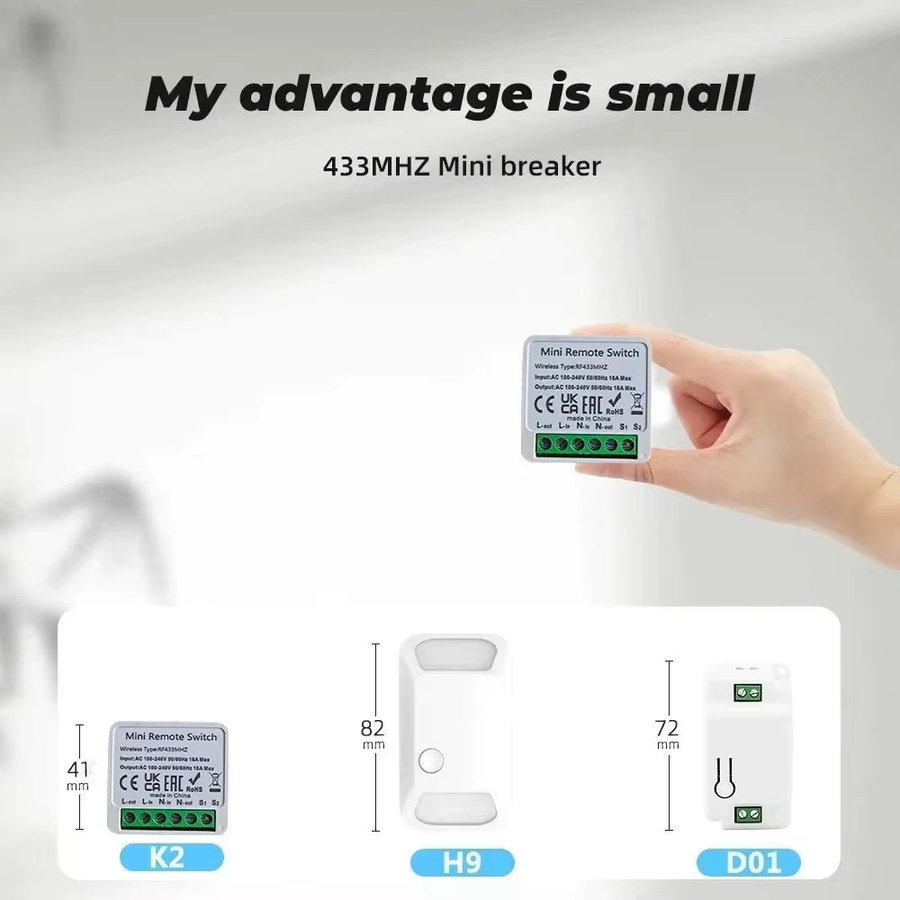 Szaoju RF 433 MHz Smart Switch Mini DIY Drahtlose Fernbedienung Lichtschalter 16A Relais Empfänger Automatisierungsmodul in Weiß - Bild 2