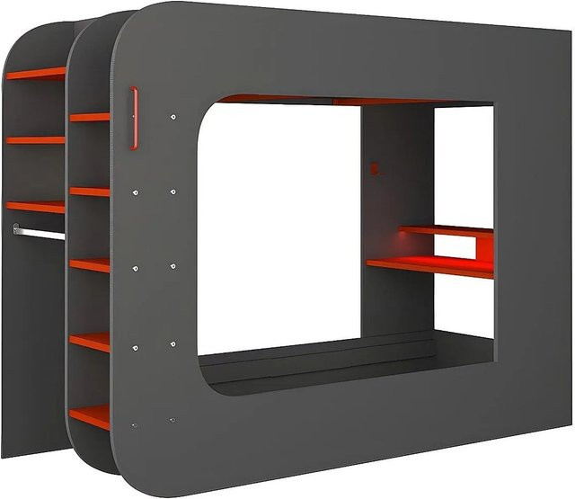 Vente-unique Gaming Hochbett Warrior in Anthrazitgrau, Höhe: 238,1 cm, B/T: 90 x 200 cm - Bild 1