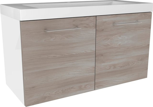 Fackelmann Waschtischunterschrank Lima mit Soft-Close-Türen für das Badezimmer, Weiß matt, B/H/T: 79,8 x 42,0 x 34,8 cm - Bild 1