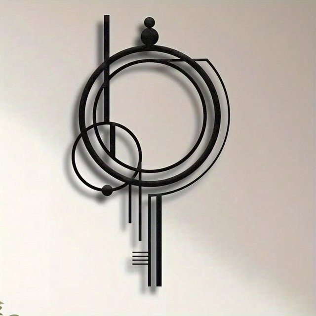 CIFBUY Abstrakte Metall-Wandkunst in Schwarz-Weiß, Minimalistische Geometrische Eisenkunst als Hängende Dekoration - Bild 1