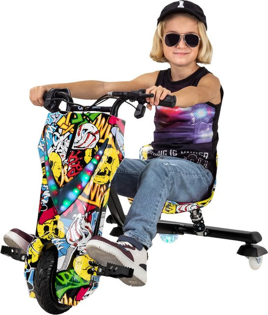 Actionbikes Motors Drift-Scooter 2.0, Elektro-Drift-Trike, Gelb, bis zu 15km/h, drosselbar, Hupe, LED-Driftrollen - Bild 1