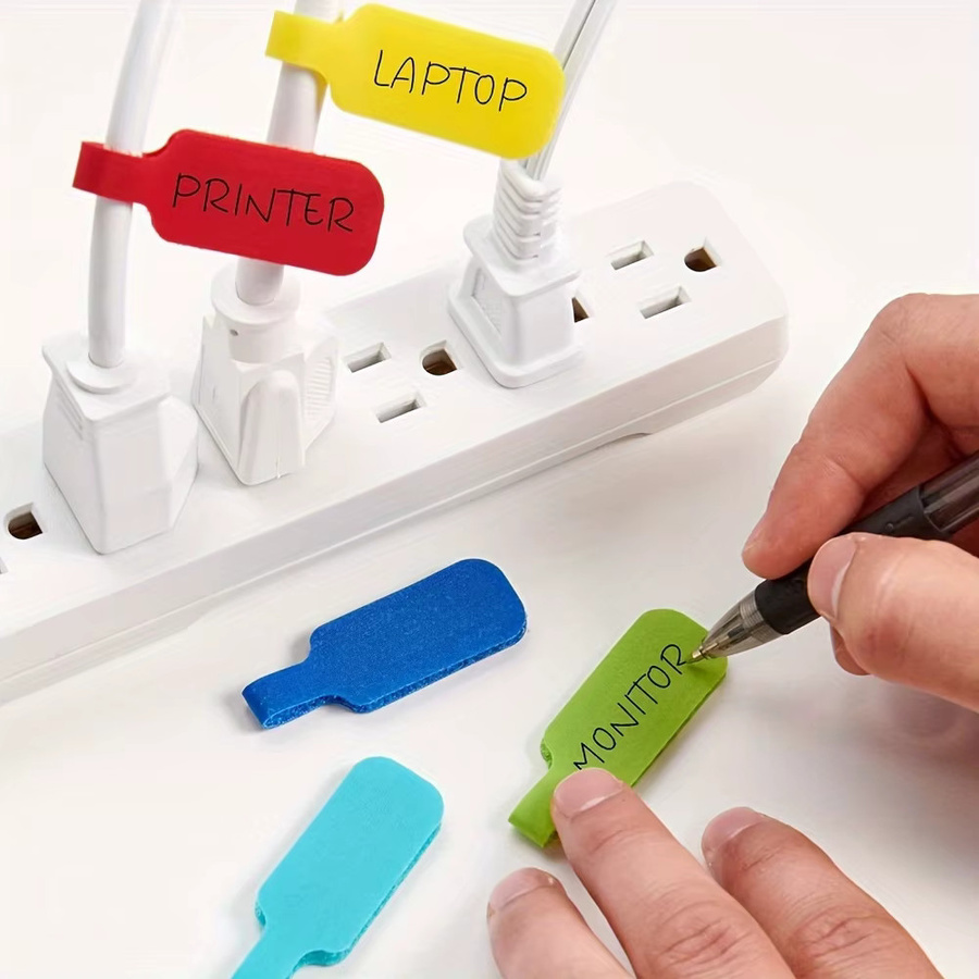 32 beschriftbare Kabelbinder in Multicolor aus Kunststoff zum Organisieren und Identifizieren von Kabeln - Bild 2