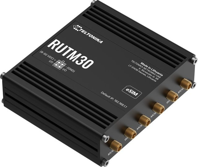 Teltonika RUTM30 5G Industrial Router mit Dual-Band Wi-Fi 5 und Gigabit Ethernet in Schwarz (RUTM30000000) - Bild 1