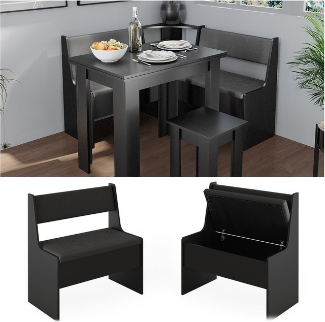 Vicco Küchenbank Roman Schwarz modern mit Melaminharzbeschichtung Breite: 77 cm - Bild 1