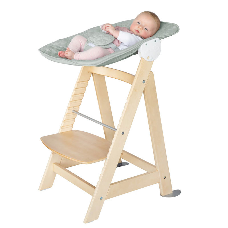 Roba Treppenhochstuhl Born Up Set 2in1 mit Liegefunktion und Neugeborenenaufsatz in Grau oder Grün - Bild 3