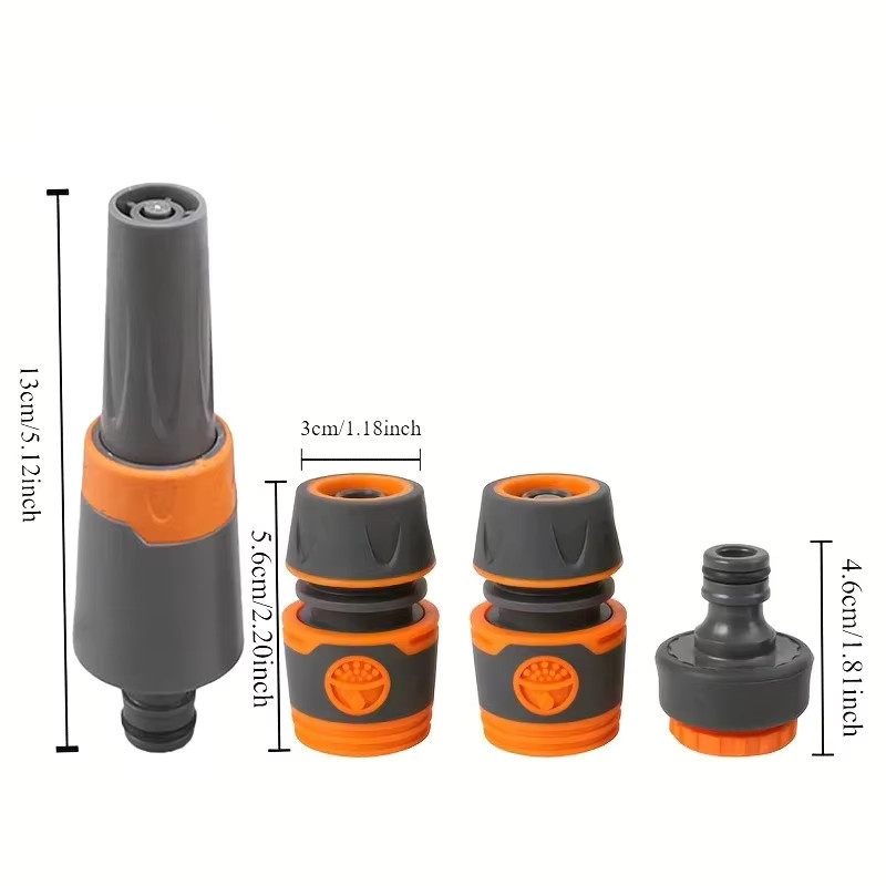 Verstellbare Gartenschlauchdüse als Wassersprühpistole mit 1/2-Zoll-Schnellkupplungsadapter-Set für die Bewässerung und Autowäsche - Bild 1