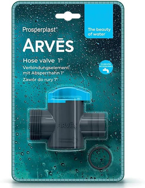 Arves Verbindungselement mit Absperrhahn und Grobfilter, 1 Zoll (25 mm), grau - Bild 1